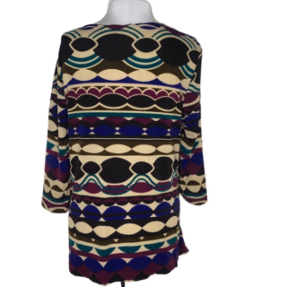 No Brand Label 1/4 Side Zip Abstract Scoop Neck 3/4 Sleeve Tunic Size L - Picture 3 of 3